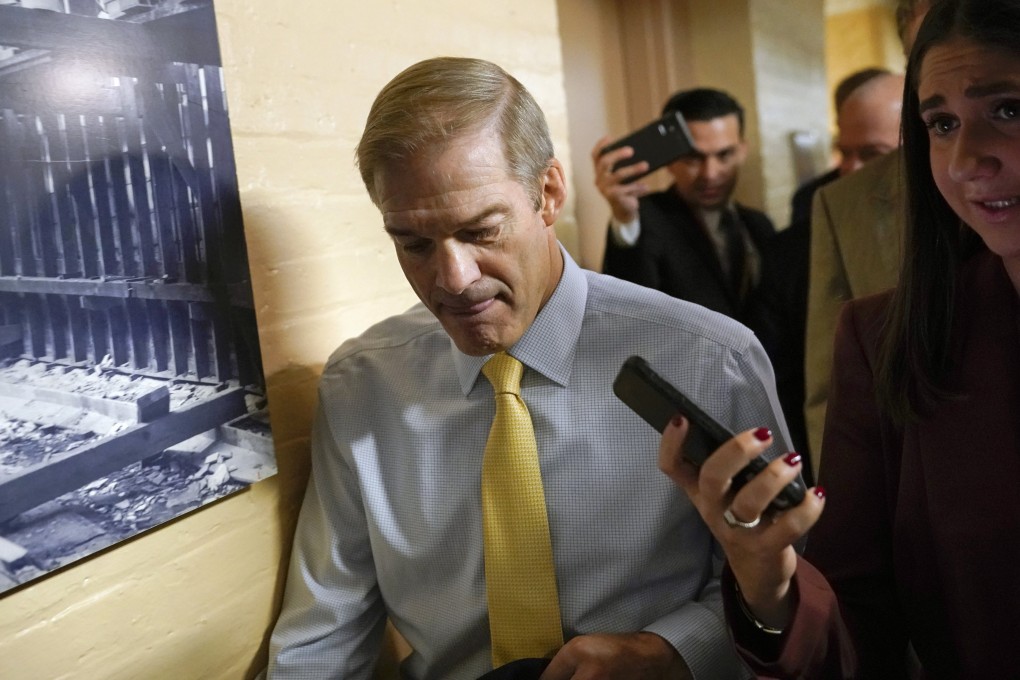 US congressman Jim Jordan arrives for a Republican caucus meeting at the Capitol on Thursday. Photo: AP