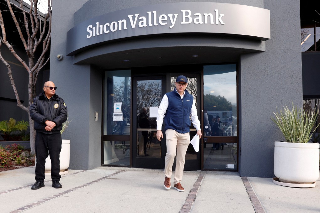 A customer leaves after speaking with FDIC representatives inside of the Silicon Valley Bank headquarters in Santa Clara, California, on March 13. The bank’s collapse earlier this year and the struggles of other regional banks that followed have raised concerns that global financial stability is not what it should be. Photo: Reuters