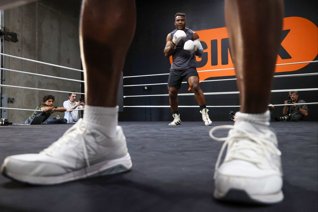 Francis Ngannou warms up during a training session at Ngannou’s gym in Las Vegas. Photo: AFP