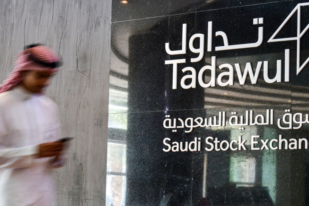 Signage displays the logo of the Saudi Arabia’s Stock Exchange Market (Tadawul) in the capital Riyadh in 2019. Photo: AFP