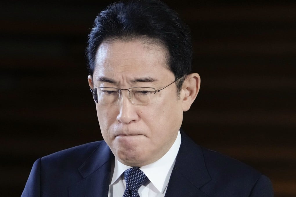 Japanese Prime Minister Fumio Kishida meets reporters in Tokyo on Monday, a day after his Liberal Democratic Party lost one of two seats up for grabs in parliamentary by-elections. Photo: Kyodo