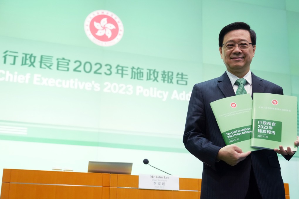 Chief Executive John Lee meets the media after delivering his policy address on Wednesday. Photo: Sam Tsang