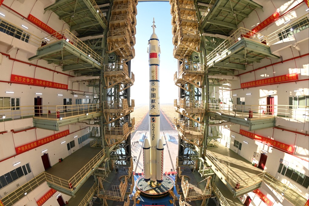 The Shenzhou 17 spaceship, mounted on a Long March-2F carrier rocket, is set for a Thursday launch from the Jiuquan Satellite Launch Centre in northwest China. Photo: Xinhua