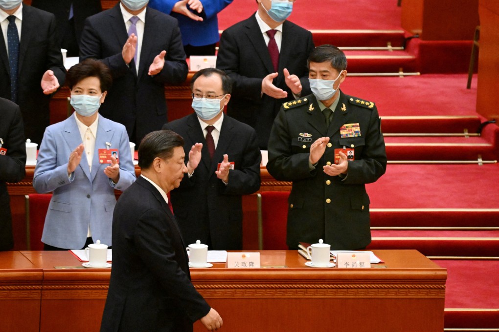 Li Shangfu (right), who was stripped of his role as defence minister and his membership in the Central Military Commission, was the fourth highest ranking member in the seven-seat body, behind President Xi Jinping and the commission’s deputy chairman, Zhang Youxia. Photo: Pool via Reuters