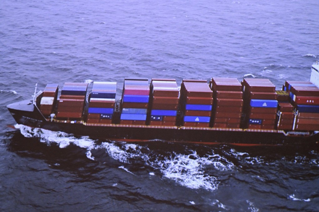 A Finnish Border Guard photo of cargo ship Newnew Polar Bear is shown during a press conference in Vantaa, Finland on Tuesday. Photo: Lehtikuva via Reuters