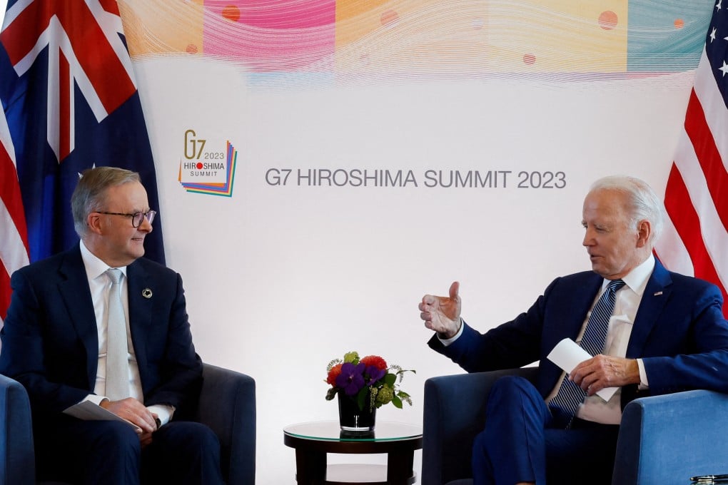 Australian Prime Minister Anthony Albanese and US President Joe Biden during the Group of 7 meeting in Hiroshima, Japan, on May 20, 2023. Photo: Reuters
