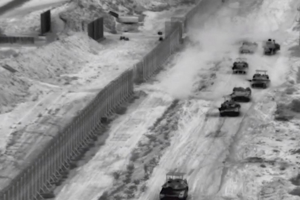 Israeli armoured vehicles taking part in the overnight operation. Photo: Israel Defence Forces