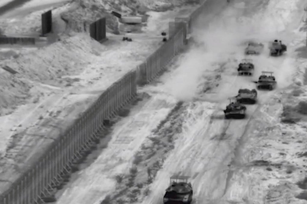 Israeli armoured vehicles taking part in the overnight operation. Photo: Israel Defence Forces