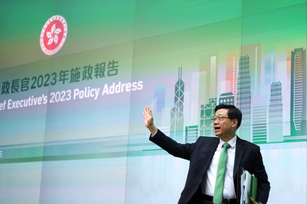 Chief Executive John Lee Ka-chiu meets the media on his policy address at the Central Government Office in Admiralty. Photo: Sam Tsang