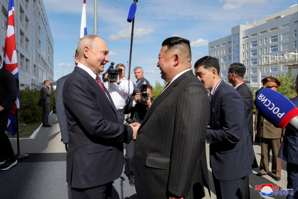 North Korean leader Kim Jong-un (right) meets Russia’s President Vladimir Putin in the Amur Oblast of Russia’s Far East region on September 13. Photo: KCNA via Reuters