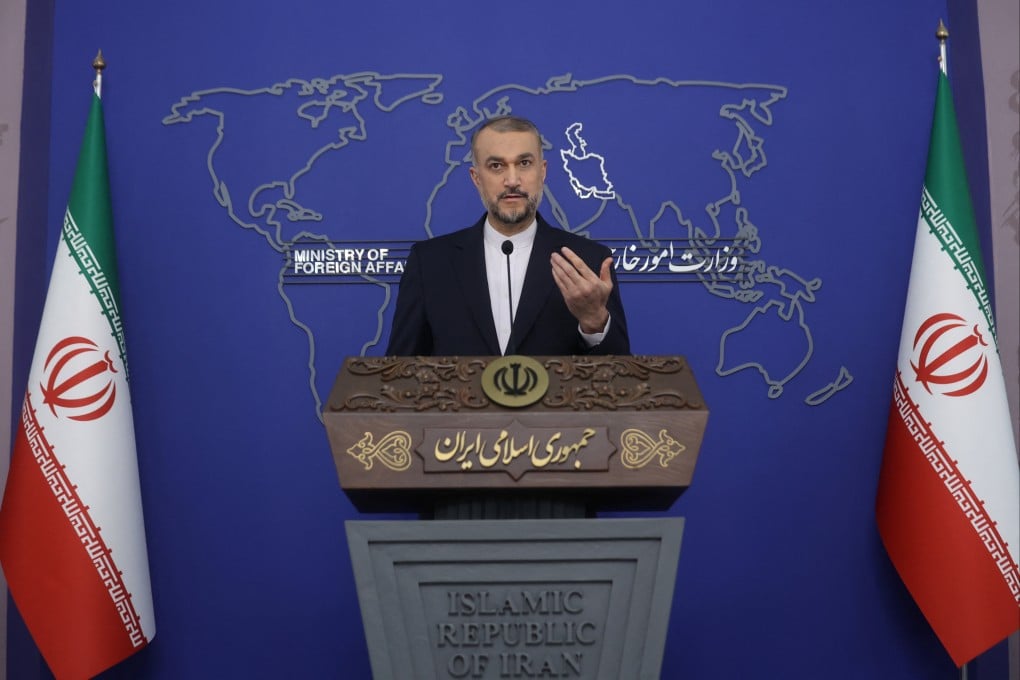 Iranian Foreign Minister Hossein Amirabdollahian speaks during a press conference. Photo: Reuters