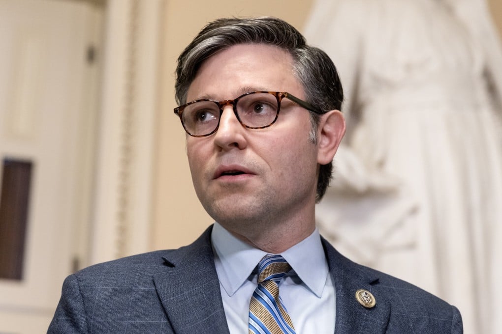 US House Speaker Mike Johnson at the Capitol on Wednesday, his first full day in his new post. Photo: EPA-EFE