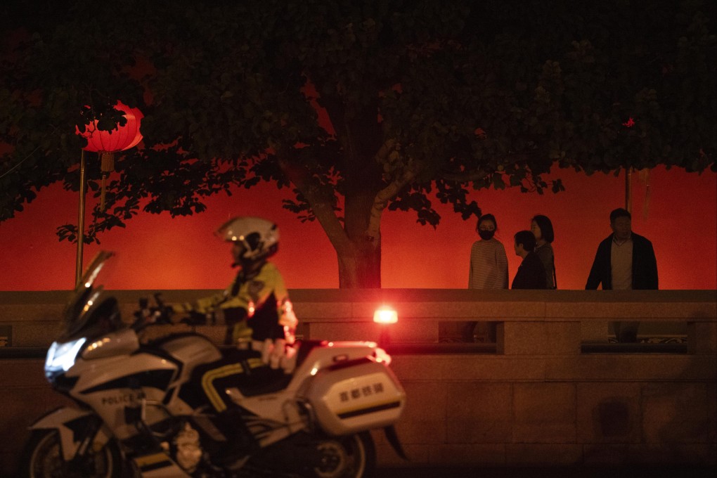 A traffic policeman patrols near the Zhongnanhai leadership compound in Beijing on Friday. Maintaining stability is expected to be a focus for Beijing in the coming days after the sudden death of former premier Li Keqiang. Photo: AP