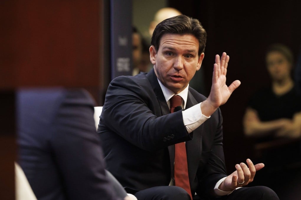 2024 Republican US presidential candidate Ron DeSantis speaks during an event at the Heritage Foundation in Washington on Friday. Photo: Bloomberg