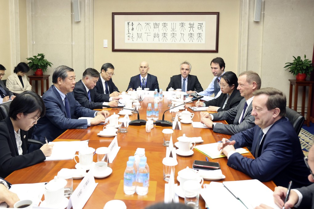 Vice-Premier He Lifeng meets Emmanuel Bonne, the top diplomatic adviser to French President Emmanuel Macron, in Beijing. Photo: Xinhua