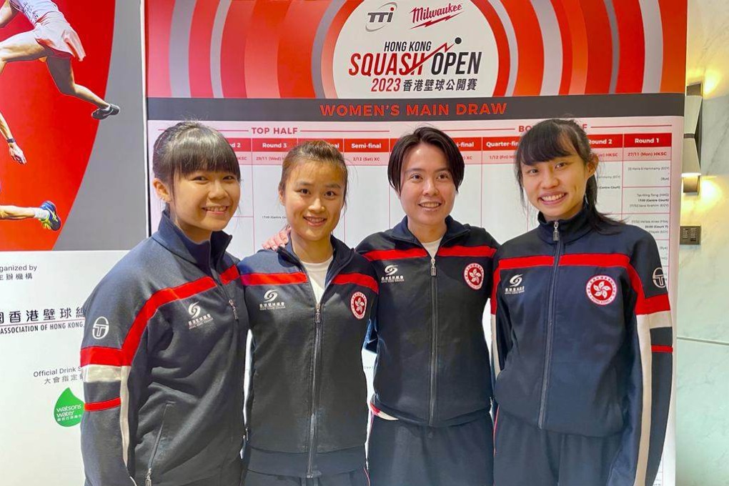 (From left) Sarah Cheng, Lee Ka-yi, Tong Tsz-wing and Tomato Ho attended the pre-match press conference on Monday. Photo: Mike Chan