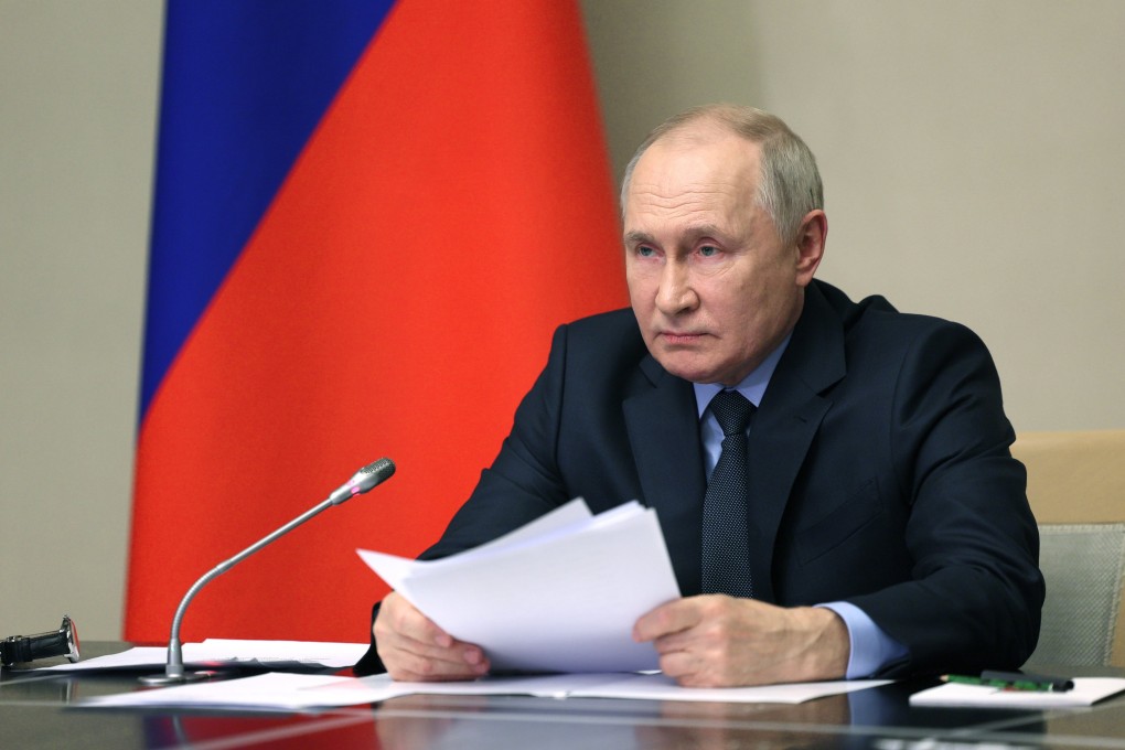 Russian President Vladimir Putin meeting with top security and law enforcement officials in Moscow on Monday. Photo: EPA-EFE