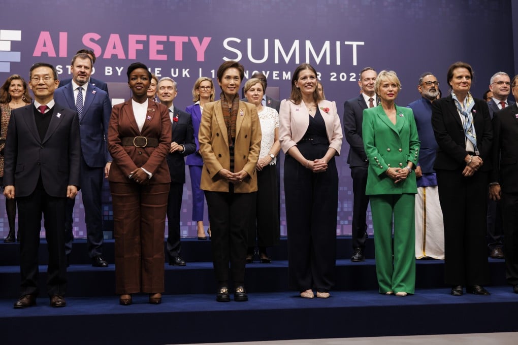 Ministers from participating countries pose for a photo on the first day of the AI Safety Summit 2023 in Britain on Wednesday. Photo: EPA-EFE