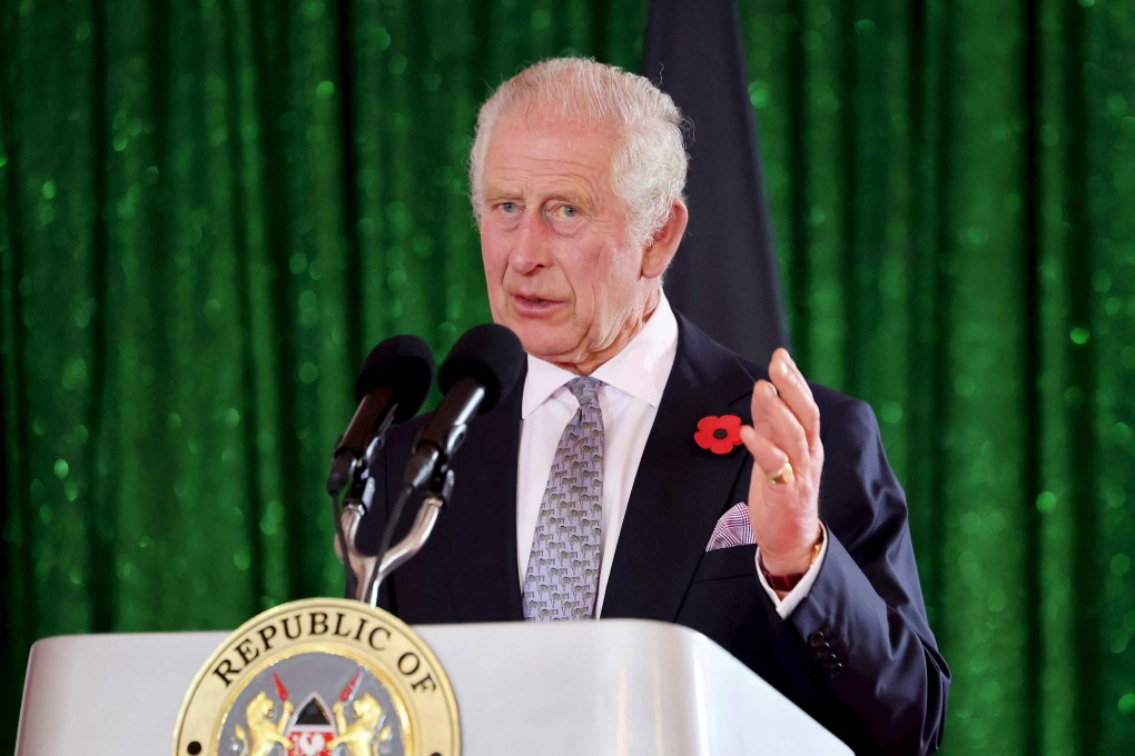 Britain’s King Charles delivers his speech during the state banquet hosted by Kenyan President William Ruto in Nairobi on Tuesday. Photo: AFP