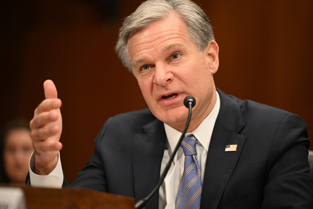 FBI Director Christopher Wray testifies during a Senate Homeland Security and Government Affairs Committee hearing in Washington on Tuesday. Photo: TNS