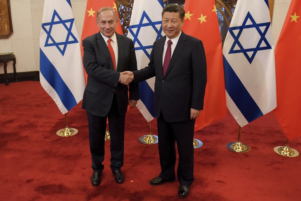 Israeli Prime Minister Benjamin Netanyahu, left, is pictured with Chinese President Xi Jinping in 2017. Analysts say Israel may rethink its relationship with Beijing in light of the Gaza war. Photo: Pool Photo via AP