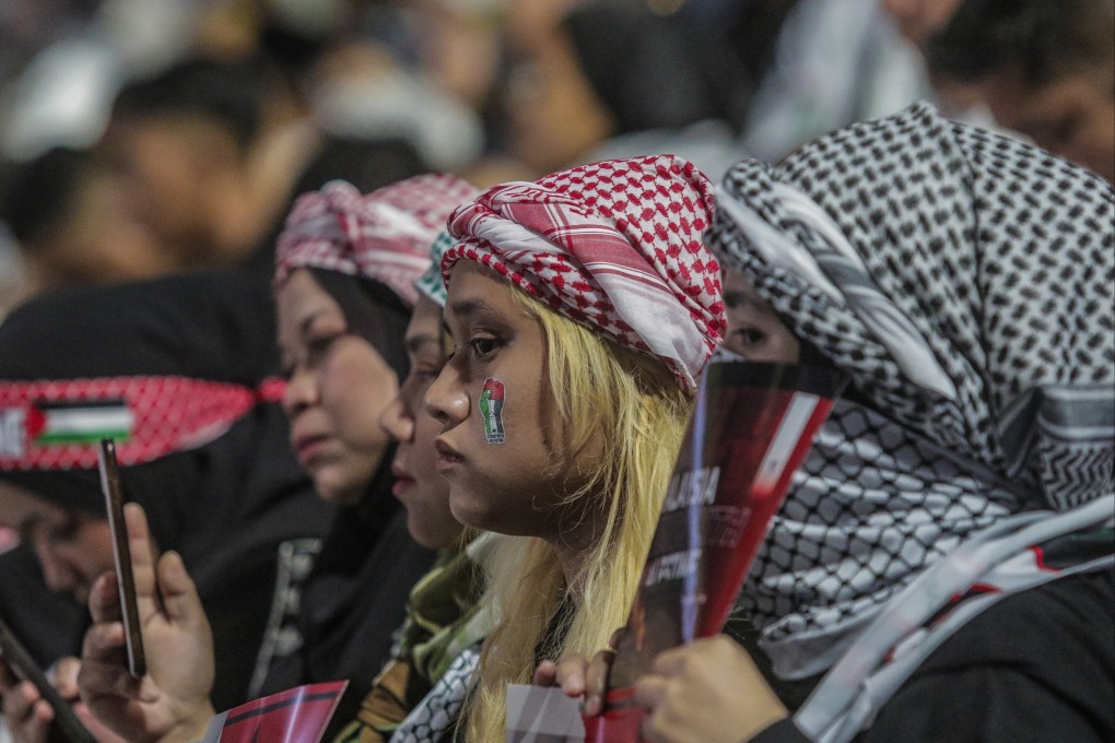 Attendees at the ‘Malaysia Stands with Palestine’ rally in Kuala Lumpur on October 24, 2023. Photo: EPA-EFE