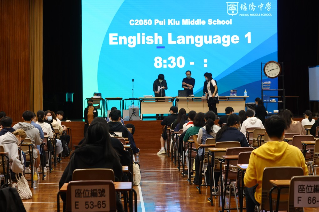 Secondary school students sit for an English examination at a school in North Point, Hong Kong, on April 21. Photo: Dickson Lee