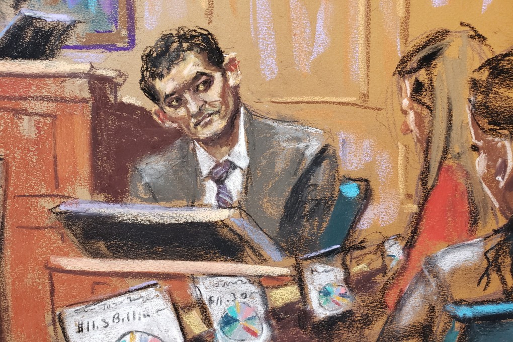 FTX founder Sam Bankman-Fried is questioned in court in New York on Tuesday. Courtroom sketch: Jane Rosenberg via Reuters
