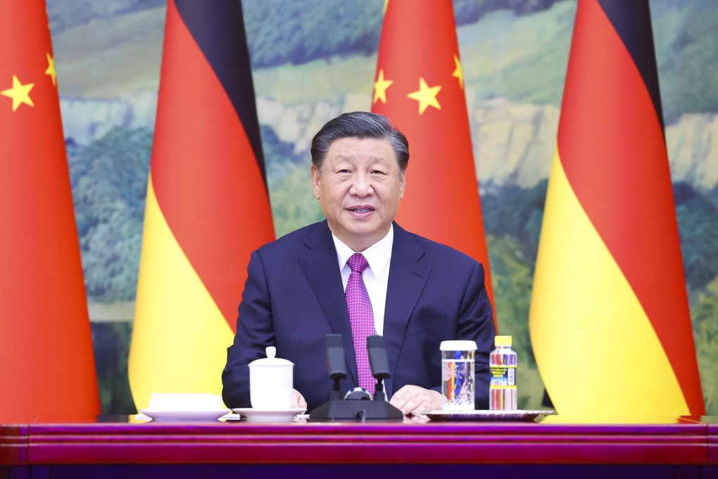 Chinese President Xi Jinping meets with German Chancellor Olaf Scholz via video link on November 3, 2023. Photo: Xinhua