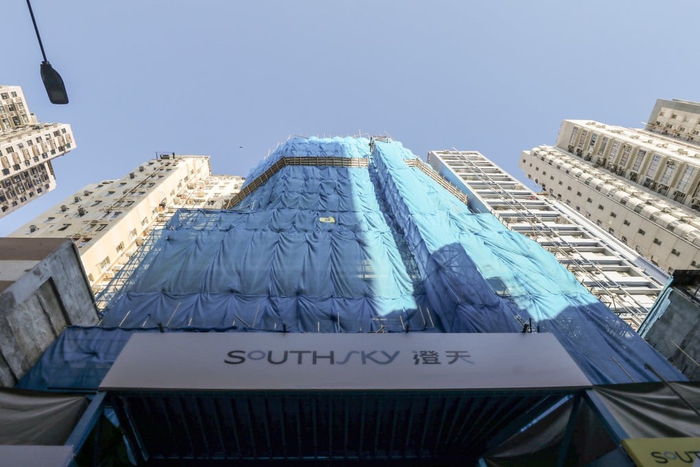 The facade of Emperor International Holding’s 23-storey SouthSky residential development, which is under construction at 80 Old Main Street in Aberdeen. Photo: Xiaomei Chen
