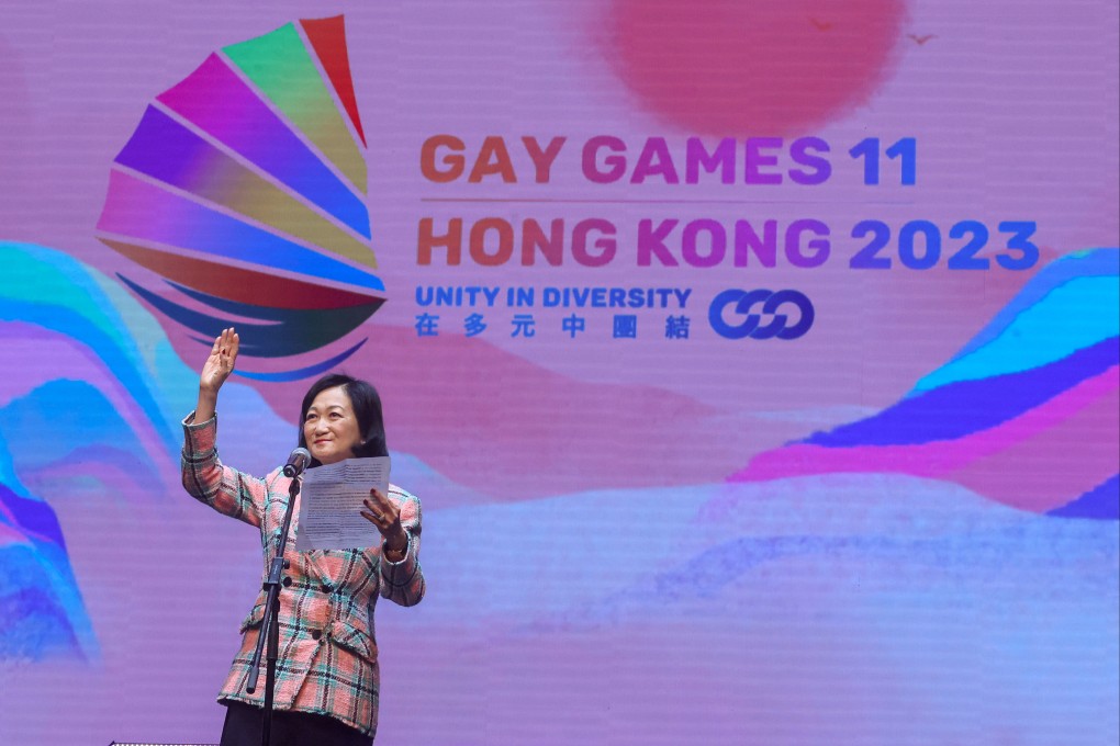 Lawmaker Regina Ip attends the opening ceremony of Hong Kong Gay Game 2023, November 4, 2023. Photo: Edmond So