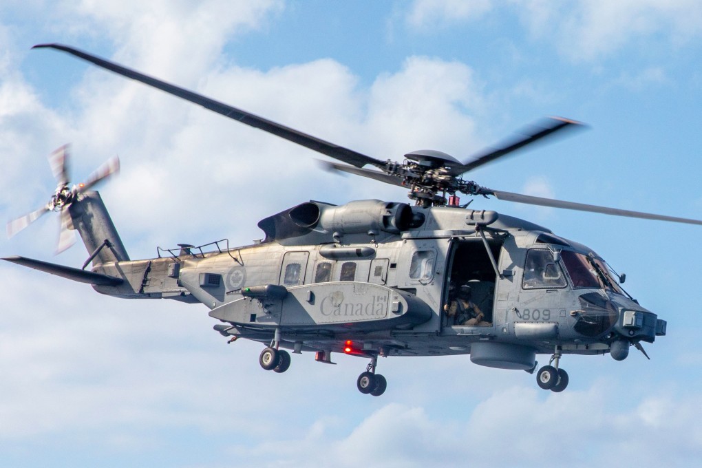 The Canadian Armed Forces say their CH-148 Cyclone helicopter was conducting routine exercises in the South China Sea when it was intercepted by two PLA J-11 fighter jets. Photo: Handout