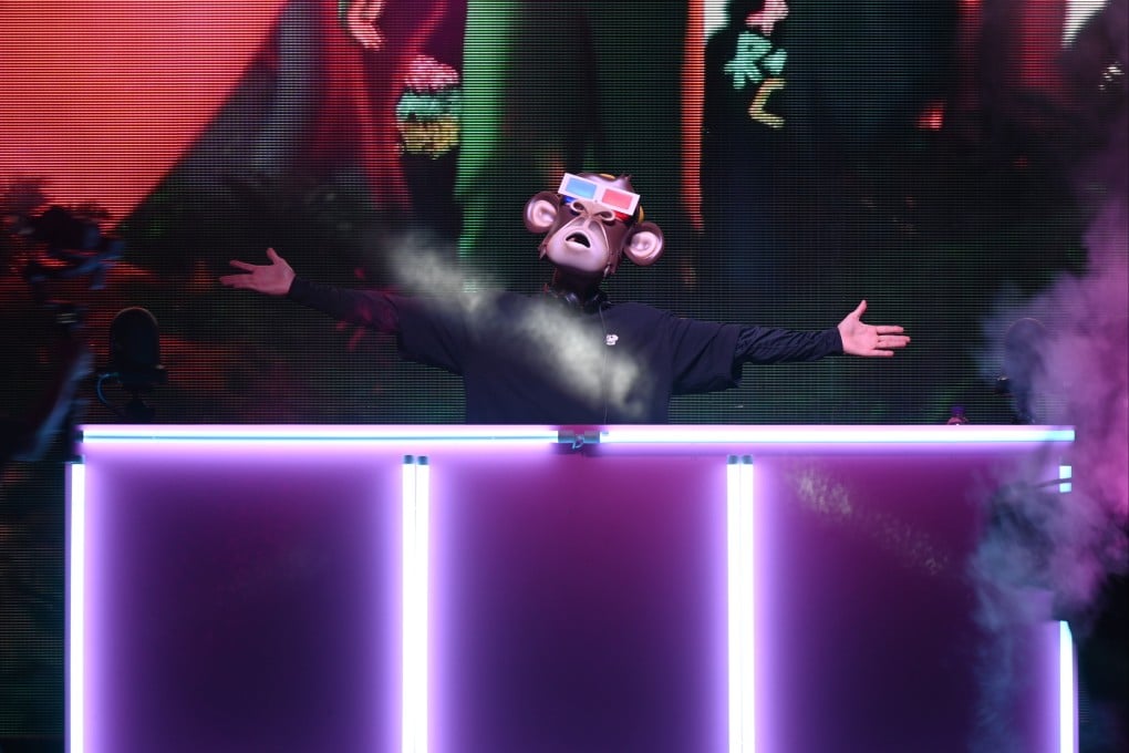 A DJ at his brightly lit console at Yuga Labs’ first international ApeFest, which has led to complaints of eye problems among party-goers. Photo: Matt Haldane