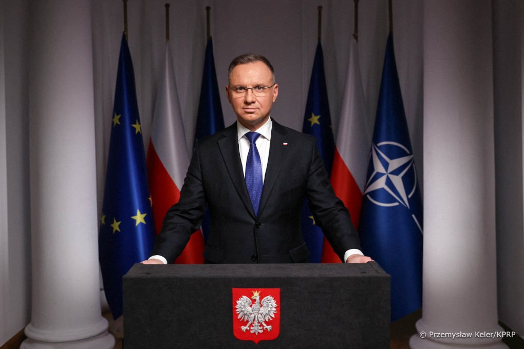 Polish President Andrzej Duda at the Presidential Palace in Warsaw, Poland on Monday. Photo: Przemyslaw Keler / KPRP Presidential Palace / Handout via Reuters