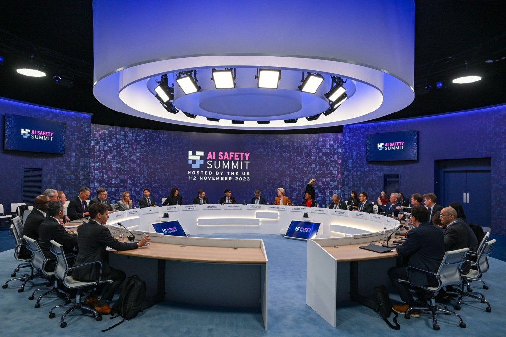 A discussion at the AI Safety Summit at Bletchley Park in Milton Keynes, UK, on November 2, where countries including the US and China signed the Bletchley Declaration. Photo: DPA