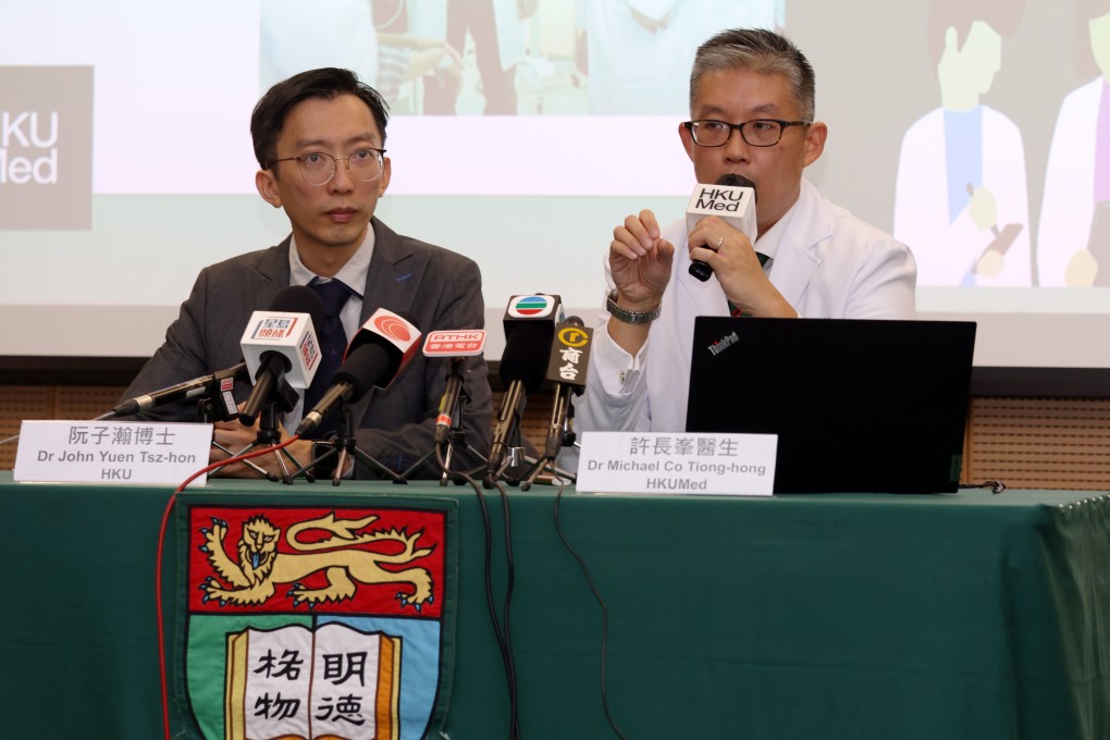 (From left) University of Hong Kong computer scientist Dr John Yuen and Dr Michael Co of the medical faculty outline the benefits of a new chatbot for medical students. Photo: Yik Yeung-man
