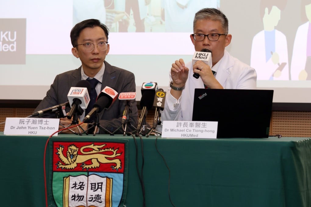(From left) University of Hong Kong computer scientist Dr John Yuen and Dr Michael Co of the medical faculty outline the benefits of a new chatbot for medical students. Photo: Yik Yeung-man
