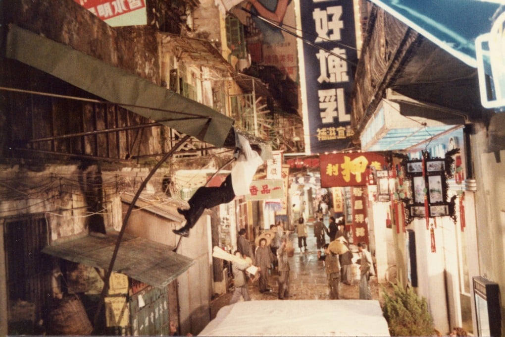 Macau’s old quarter during shooting for “Indiana Jones and the Temple of Doom”. Macau played Shanghai in the 1984 film with Harrison Ford and Ke Huy Quan, but four decades on, it’s local stories that filmmakers want to tell. Photo: Pepperdine University Libraries / Micky Moore Collection
