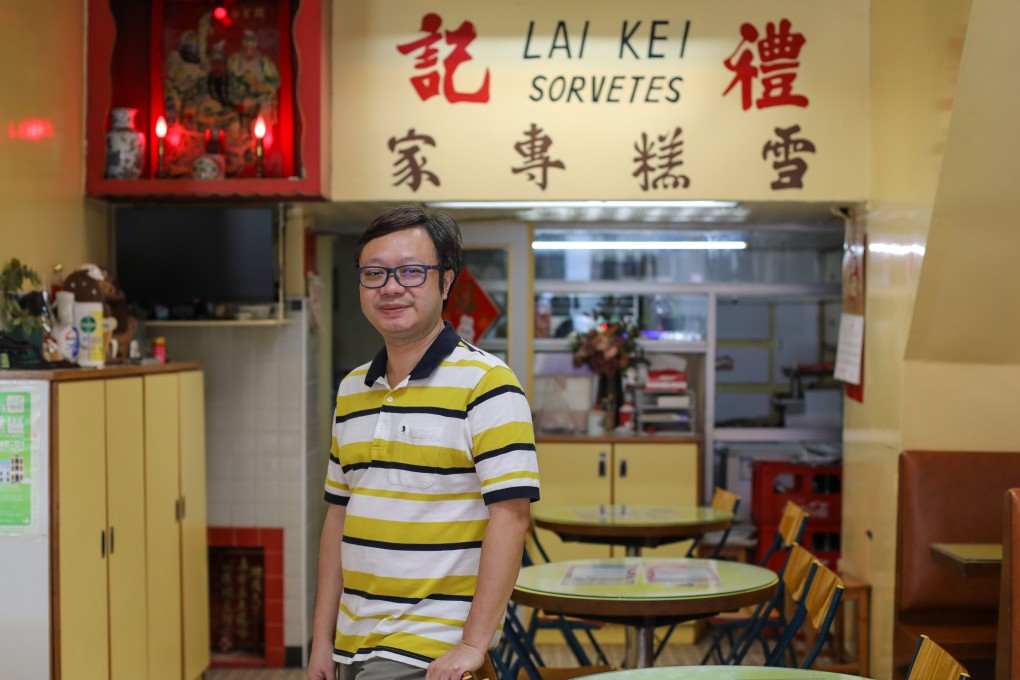 Ambert Kong Wing-tsan, the third generation owner of ice cream shop Lai Kei, explains how one of Macau’s most beloved home-grown brands has managed to survive for as long as it has. Photo: Xiaomei Chen