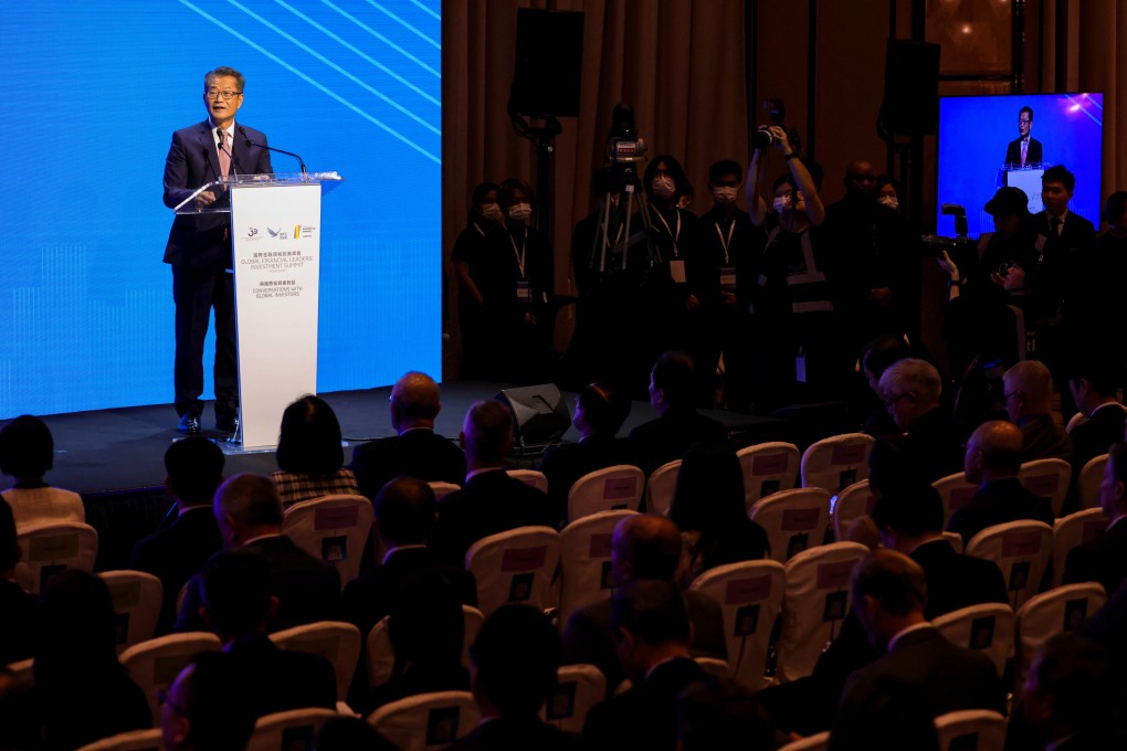 Keynote by The Hon Paul Chan, GBM, GBS, MH, JP, Financial Secretary of the Government of Hong Kong SAR and Honorary President of Hong Kong Academy of Finance, delivered a speech during the Conversations with Global Investors- Global Financial Leader’s Investment Summit, at Four seasons Hotal, Central.  Photo:May Tse