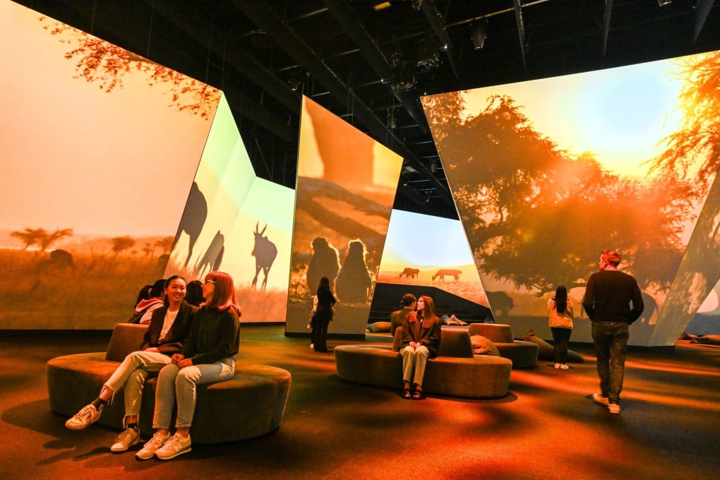 Visitors take in the BBC Earth Experience, Melbourne, a 360-degree immersive audio-visual installation on whose screens are projected images shot by David Attenborough and his team for the BBC’s “Seven Worlds, One Planet” series. Photo: BBC Earth Experience Australian Production