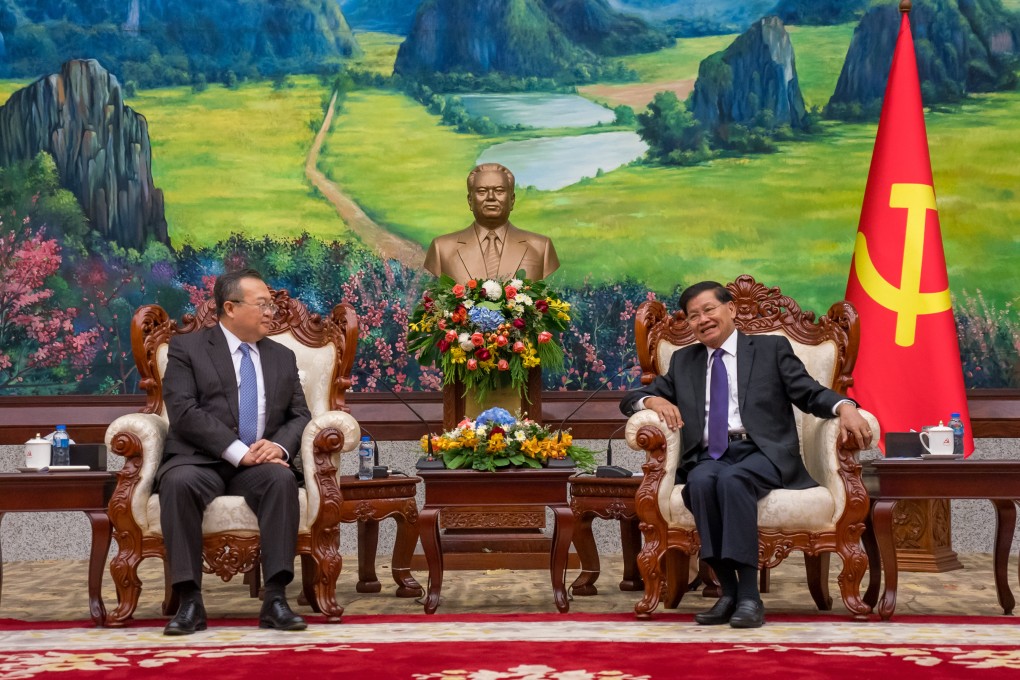 Liu Jianchao, left, head of the Chinese Communist Party Central Committee’s International Department meets Laos President Thongloun Sisoulith on September 8. Photo: Xinhua