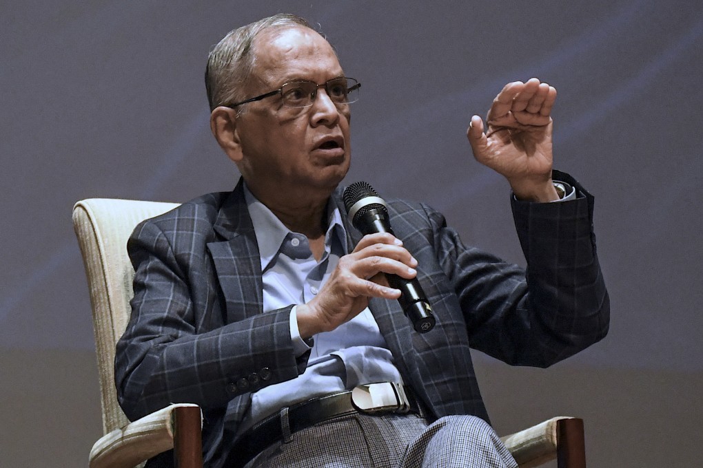 Co-founder of Infosys, Narayana Murthy, at a company event in Bangalore in 2019. Photo: AFP