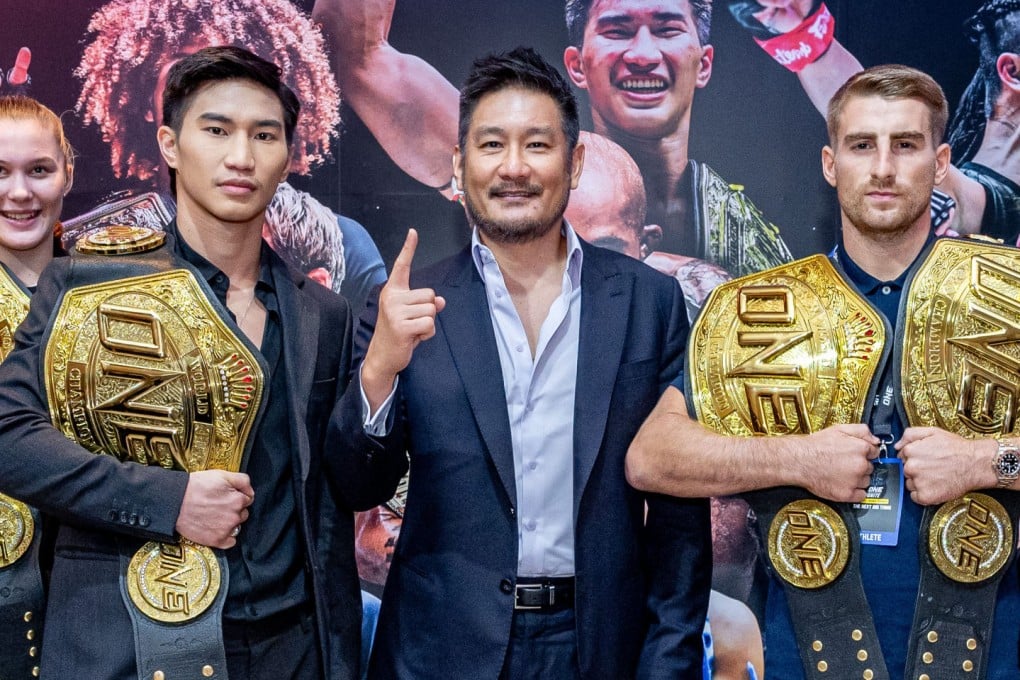 Chatri Sityodtong with Tawanchai and Jonathan Haggerty at a B2B press event in Bangkok. Photos: ONE Championship