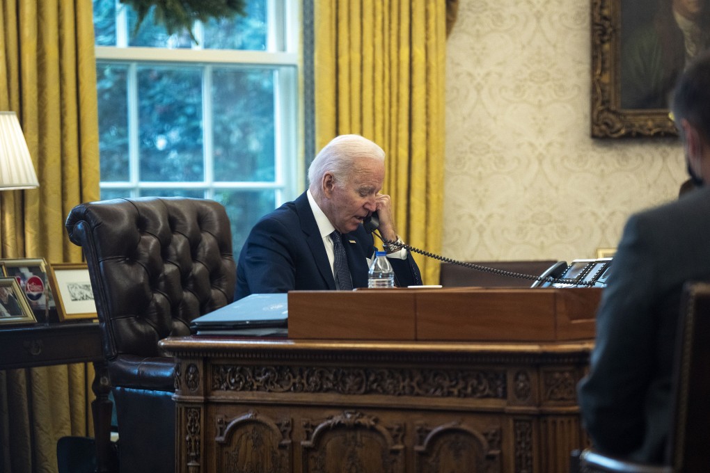 President Joe Biden, seen here in the Oval Office in 2021, has spoken with the sultan of Oman about China’s plans to increase its defence presence in the Middle East. Photo: TNS