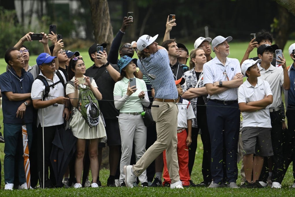 Cameron Smith hits out of the rough on 14 during the third round of the Hong Kong Open. Photo: Asian Tour