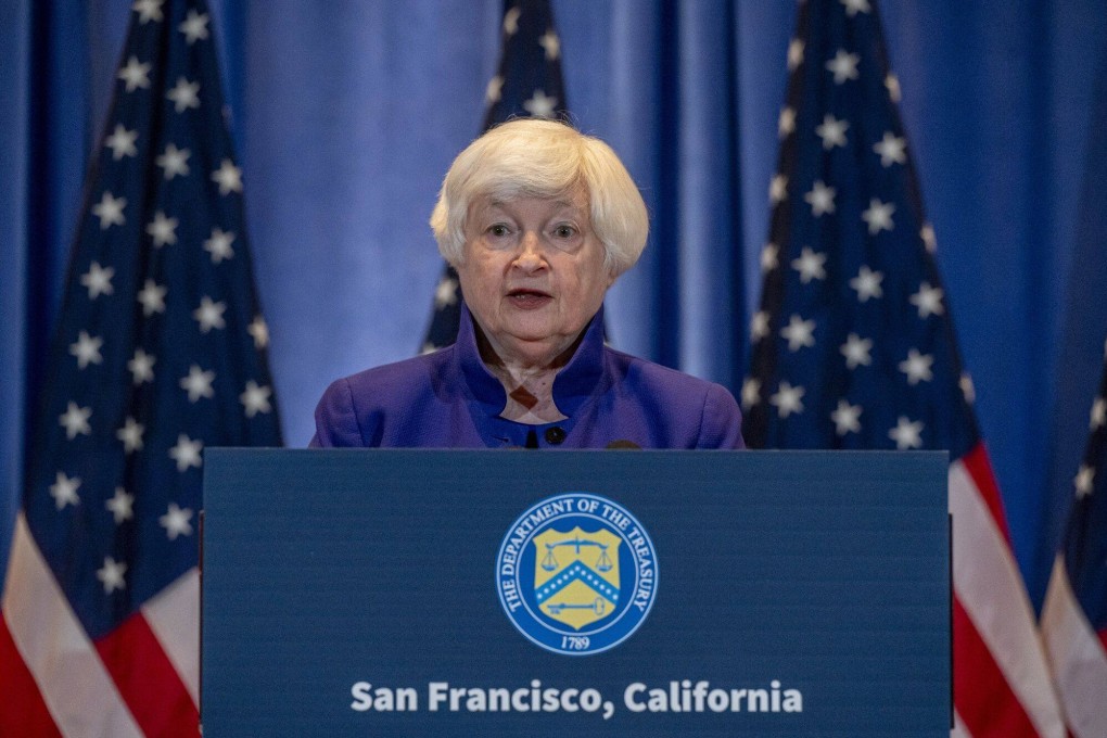 US Treasury Secretary Janet Yellen speaks in San Francisco on Friday after meetings with Chinese Vice-Premier He Lifeng. Photo: Bloomberg