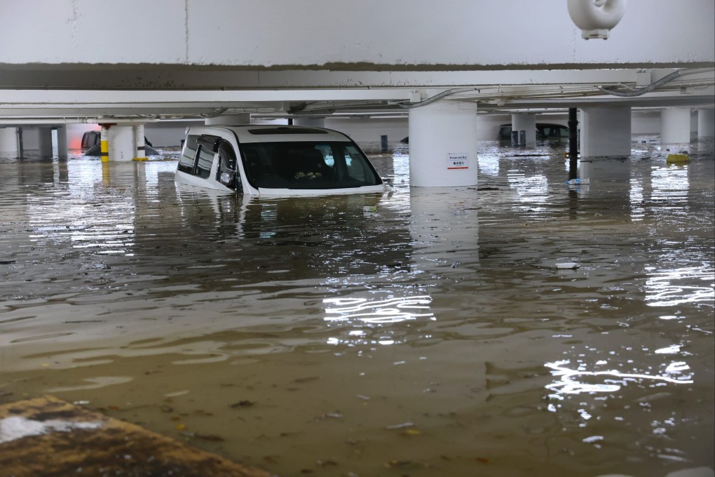 A car park in Shau Kei Wan, as heavy rains drenched Hong Kong on September 8. Photo: SCMP / Dickson Lee