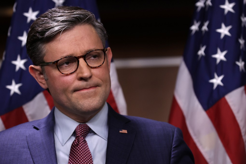 US Speaker of the House Mike Johnson listens during a news briefing at the US Capitol on November 2. As a representative of the newly transformed Republican Party, Johnson can be counted on to thwart efforts keep the US government funded. Photo: Getty Images/TNS