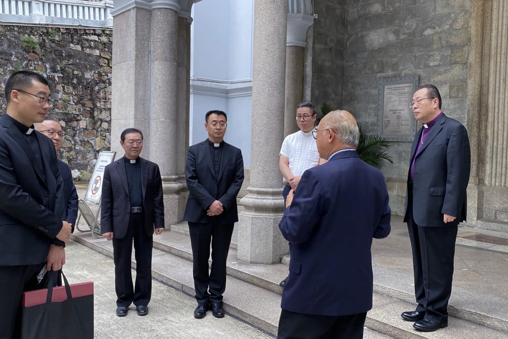 Bishop Joseph Li (right) on the first day of his trip to Hong Kong. His visit comes amid seemingly improving relations between the Vatican and mainland China. Photo: Handout